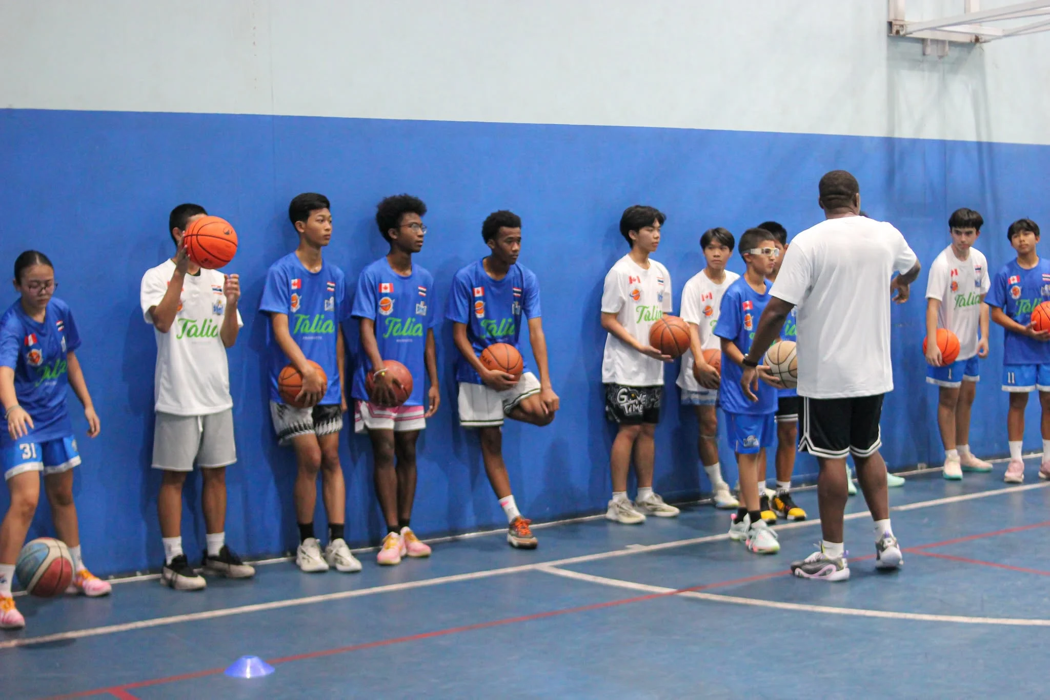 Players ready for a team drill